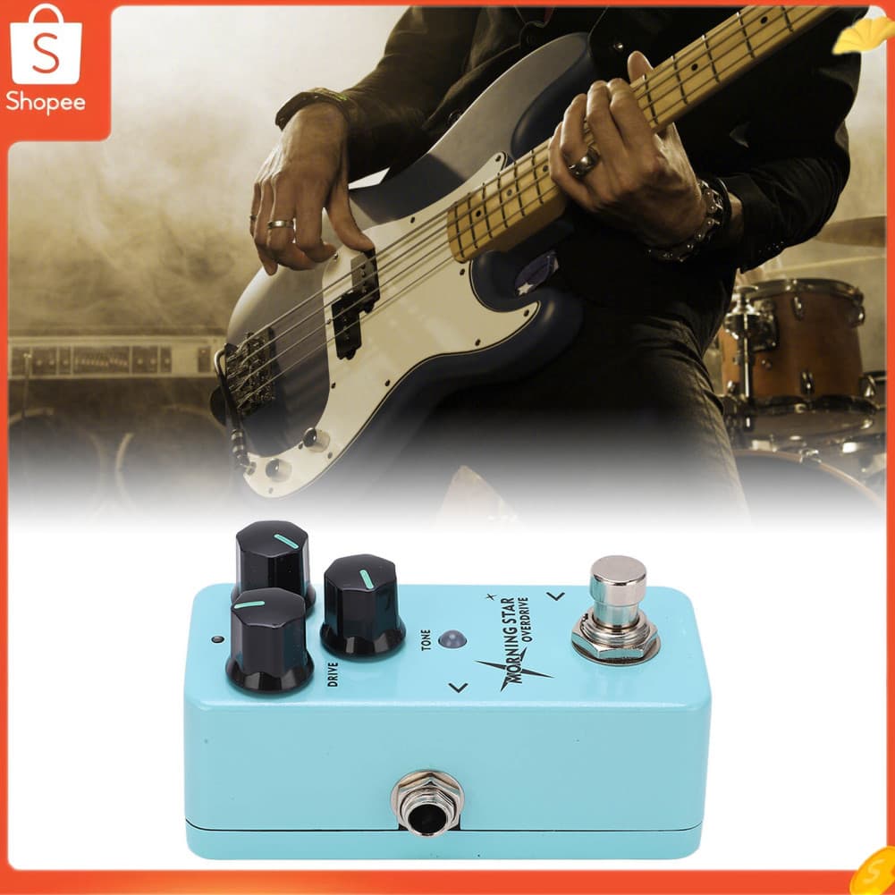 audiohome01.br Pedal de efeito de guitarra mini analógico overdrive ajustável acessório de instrumento musical lago azul