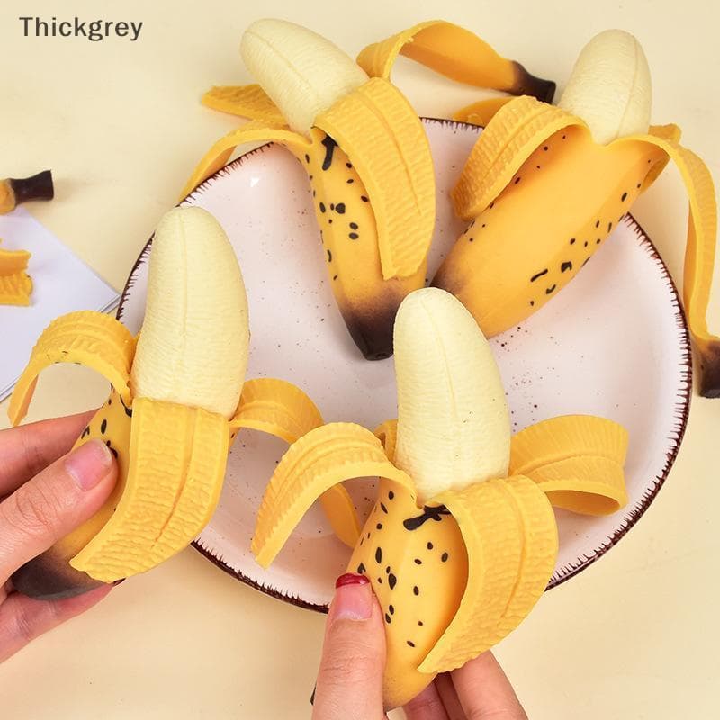thickgrey Descascado Banana Squeeze Brinquedo Macio Elástico Realista Sensorial Gadget Para Adulto Criança Alívio Do Est