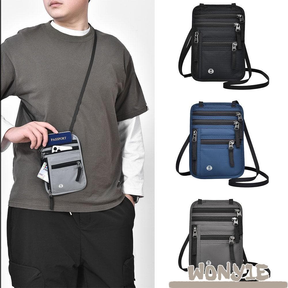 Bolsa Para Passaporte Com Bloqueio RFID WONY1E , Porta-Cartões Halter Resistente Ao Desgaste De Nylon , Carteira Antifur