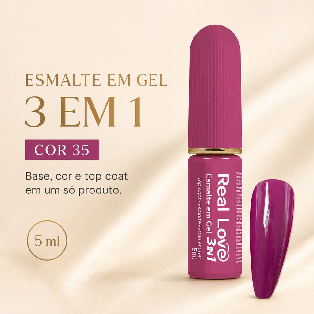 Esmalte em Gel 3 em 1 Real Love Cor 35 5ml