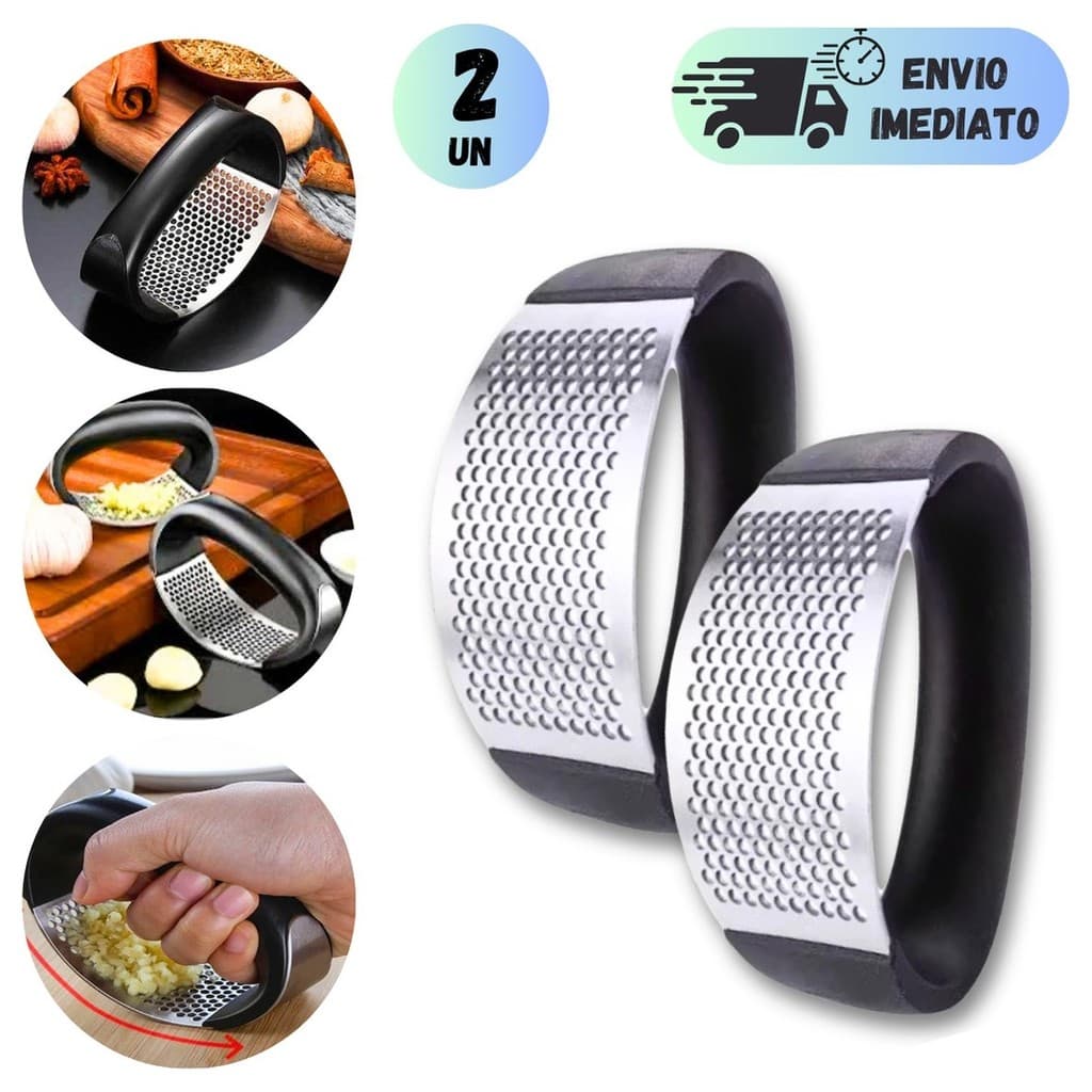 AMASSADOR DE ALHO INOX TRITURADOR MANUAL PARA TEMPEROS UTENSÍLIO CULINÁRIO RESISTENTE CABO ERGONÕMICO