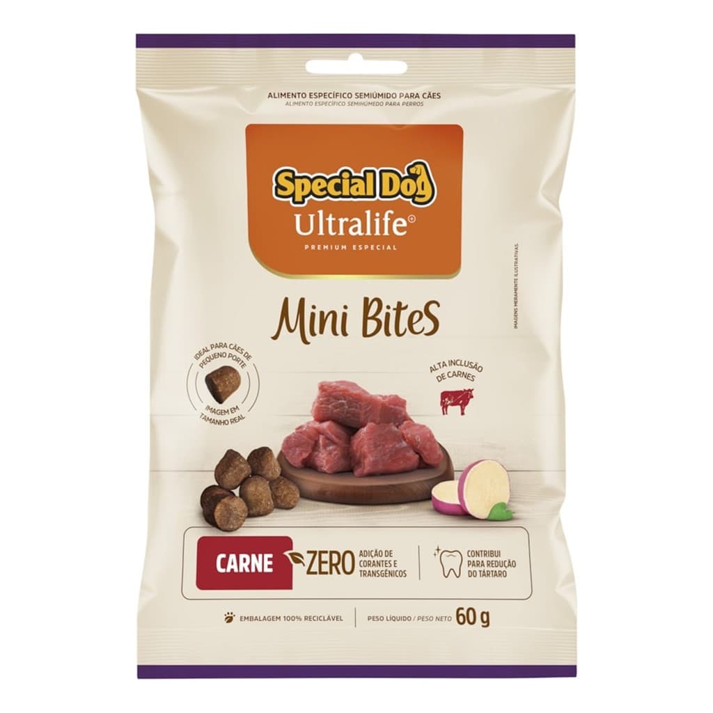 Petisco Bifinho para Cachorro Special Dog Ultralife Mini Bites Carne 60g