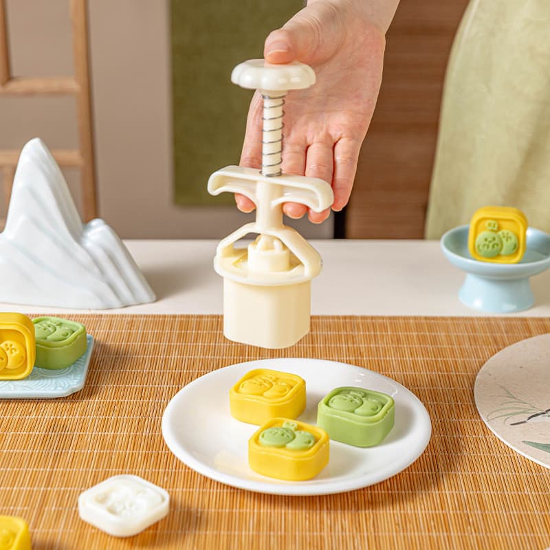 [Estoque pronto] Molde de bolo de feijão mungo, sobremesa, festa, qualidade alimentar, push-pull, bolo lunar doméstico,
