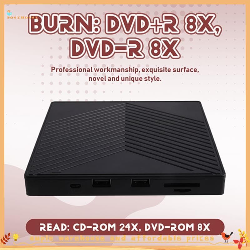 clarkbrs4-USB 3.0 Tipo C Externo CD DVD RW Unidade Óptica Multifuncional Leitor De Gravador De Para PC Laptop