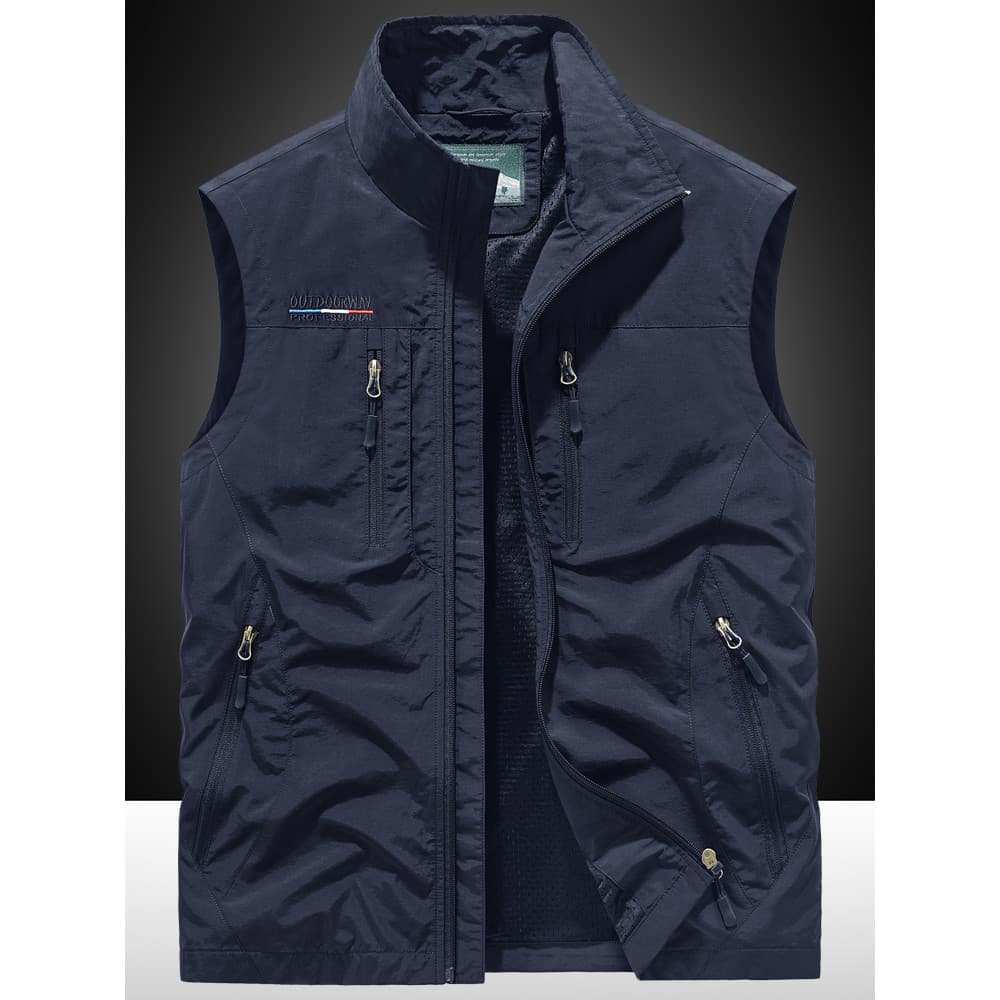 Outono fino Multi-saco Casual colete masculino pesca ao ar livre viagem fotografia colete solto tamanho grande colete ma