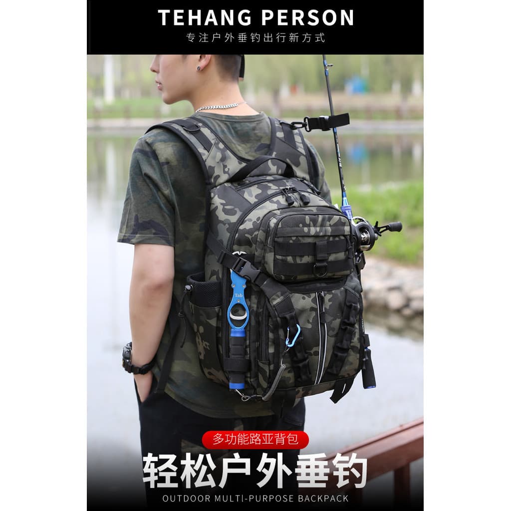 Mochila multiuso para isca, bolsa tática de grande capacidade para armazenamento de equipamentos de pesca, pesca repelen