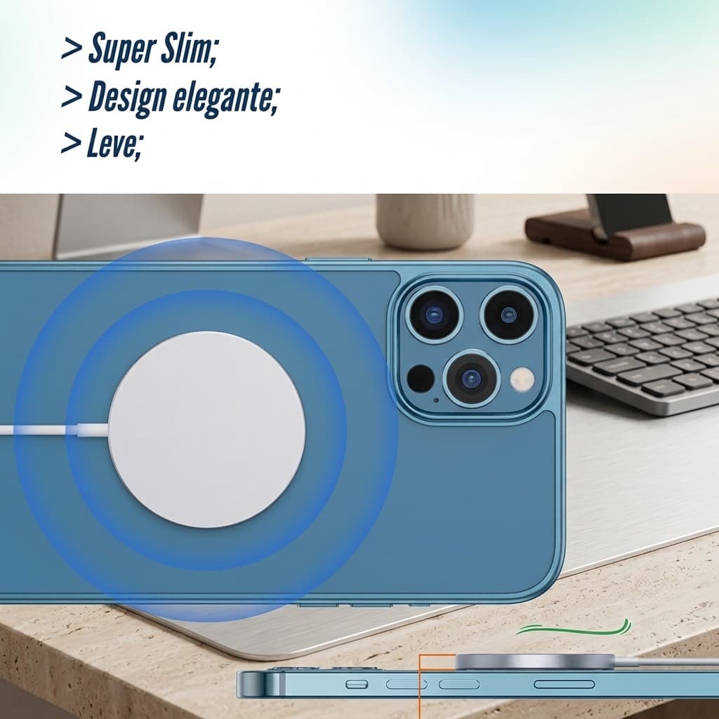 Carregador Por Inducao Sem Fio Magsafe 15W Para iPhone 11 12 13 14 15 Pro Max Cabo Integrado