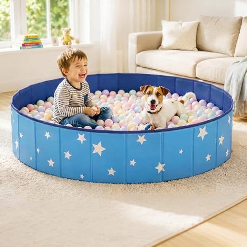 Pit De Bolinhas Extra Grande Para Cães De 47 Polegadas-Cercadinho Dobrável Animais De Estimação Grandes , Filhotes E Gat