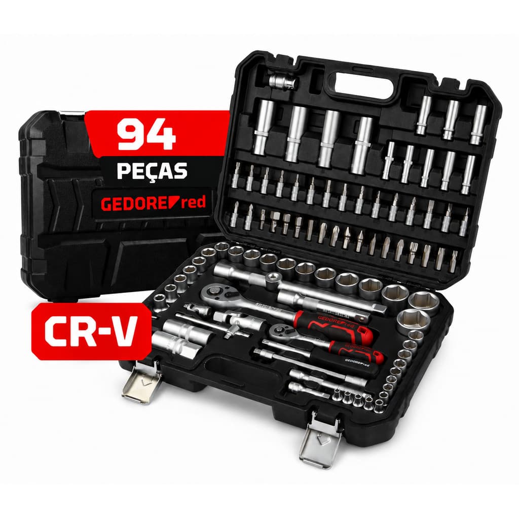 Jogo de Soquetes 1/4 + 1/2 94 peças R46013094  Gedore Red