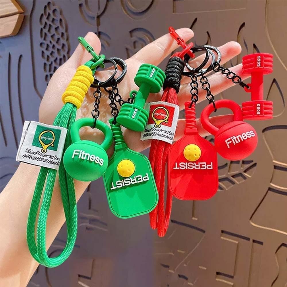 Chaveiro De Pickleball , Com Cordões , Pingente De Haltere Fitness Em PVC , Raquete Esportiva De Superfície Lisa