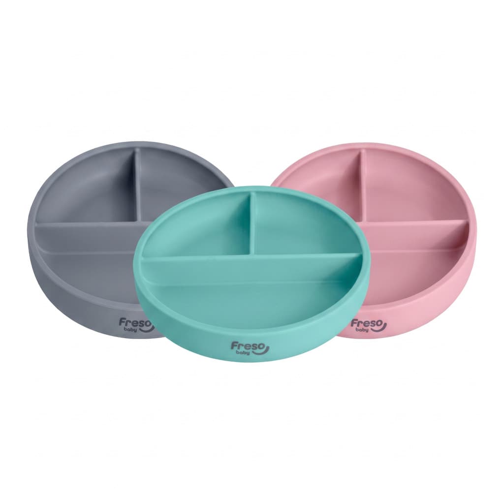 Prato Silicone Divisórias Ventosa Introdução Alimentar Freso Baby Seguro BPA Free