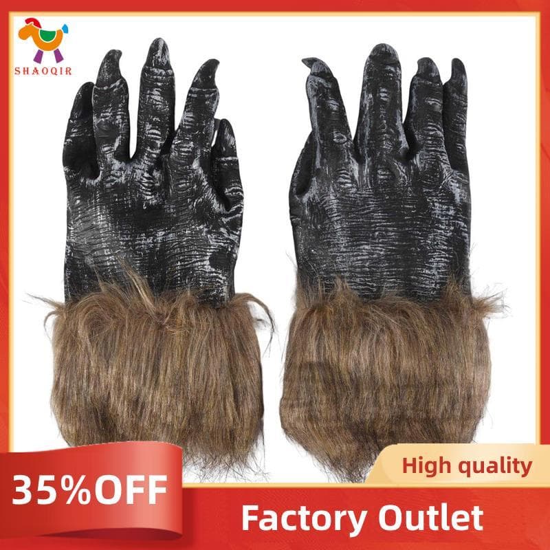 1 Par De Luvas De Lobo Máscara De Halloween Conjunto De animal Masquerade Wolf (Tamanho : L , Cor : Preto)