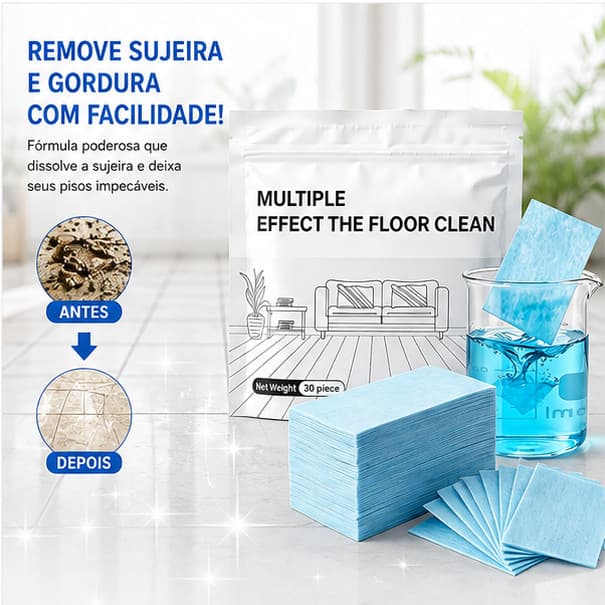 30 Pastilhas Multiuso para Limpeza de Pisos, Limpador Efervescente com Aroma Fresco, Remove Sujeira e Gordura