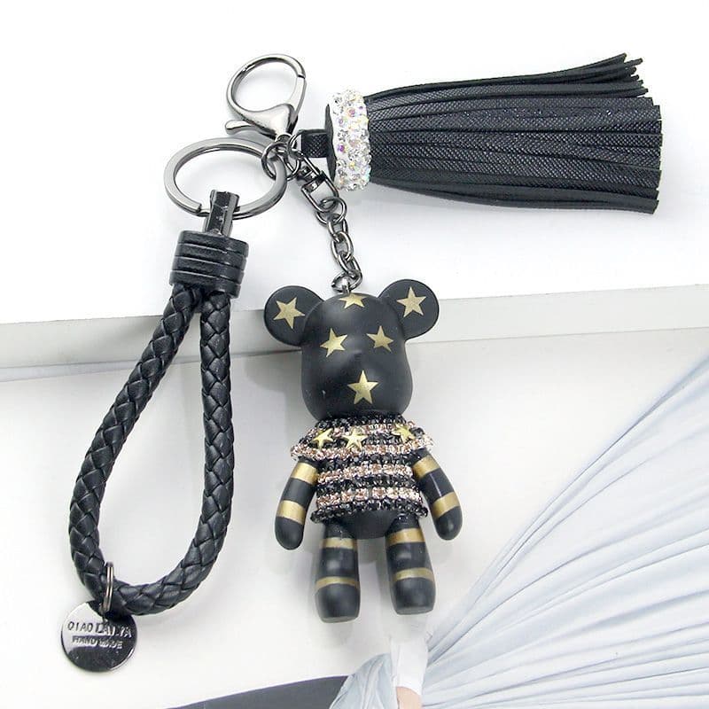 Diamante dos desenhos animados coreano urso boneca carro chaveiro pingente borla adequado para Benz BMW Audi Volkswagen
