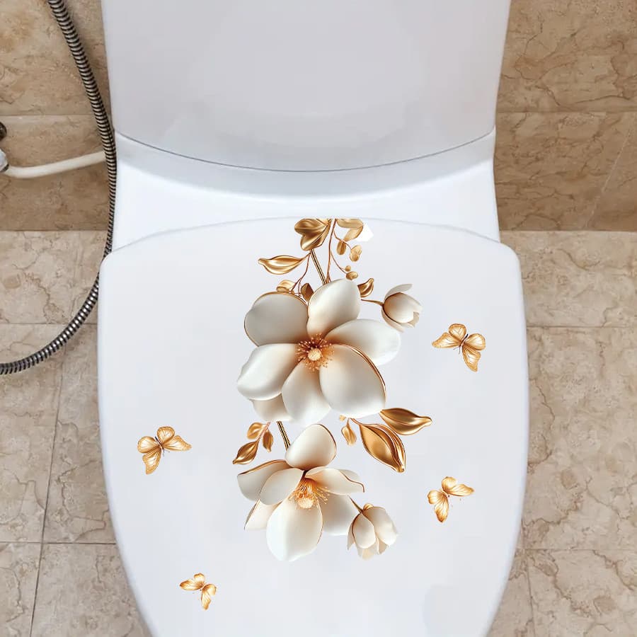 Adesivos de parede borboleta planta flor autoadesivo banheiro lavatório adesivos decorativos