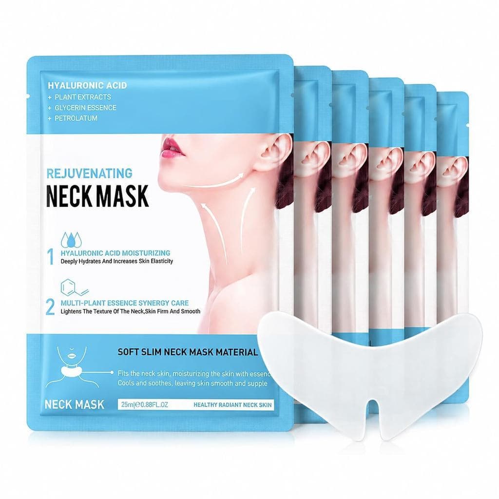 Conjunto de 6 máscaras faciais macias anti-rugas Halasken, adequadas para o pescoço e o peito, contém ácido hialurônico