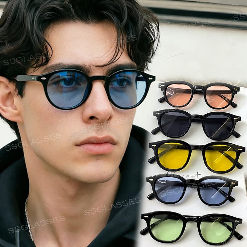 Moda Multi-Cor Pequena Armação Redonda Óculos De Sol Para Homens Mulheres Retro Ao Ar Livre Tons