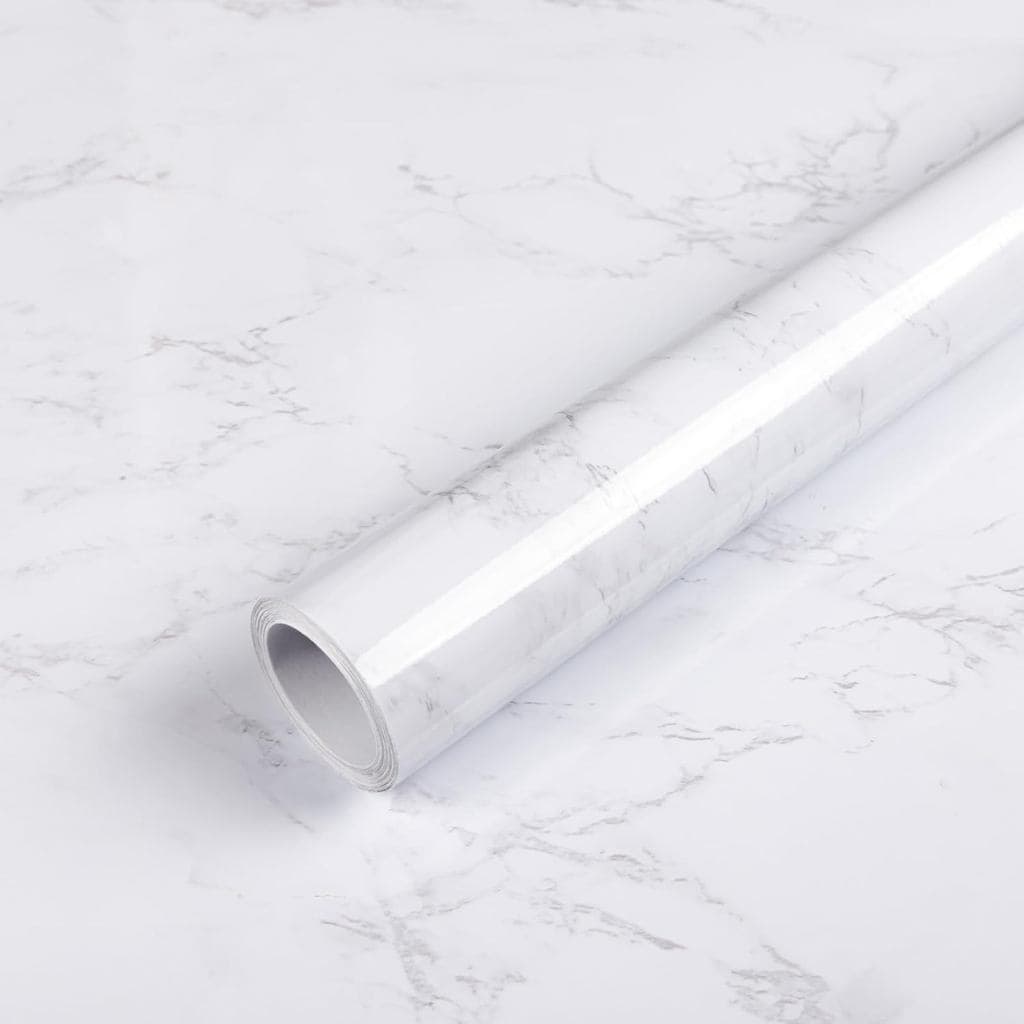 Papel de Contato Abyssaly Glossy Marble, Papel de Parede Branco, Autoadesivo, Impermeável, para Bancadas, Armários de Co