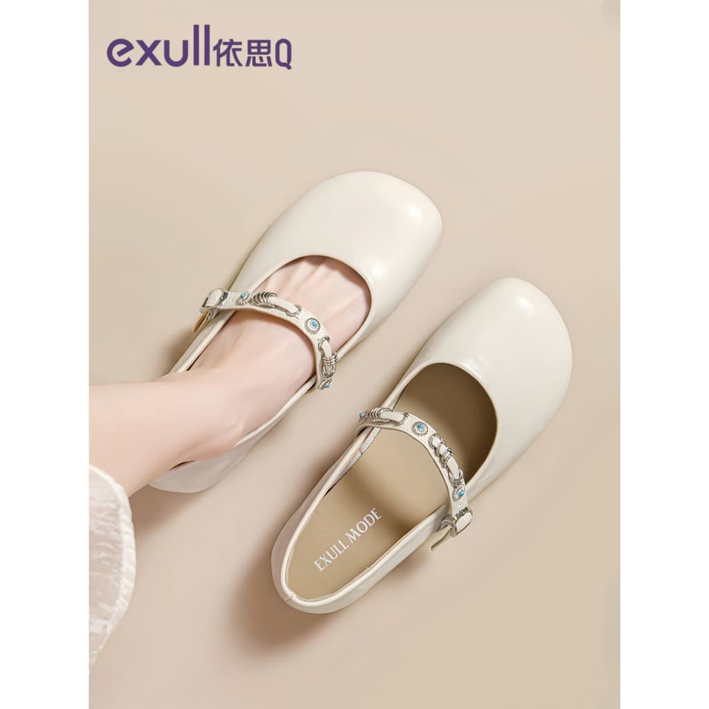 Yisi q Mary Jane sapatos femininos 2026 primavera outono novo estilo pérola salto grosso combinando saia sola macia All-