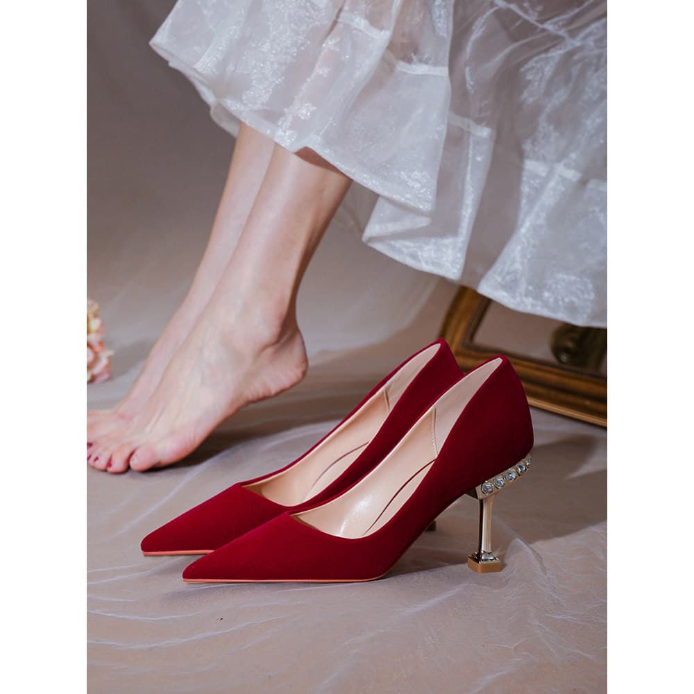 Xiuhe sapatos de casamento 2024 novo estilo sapatos de noiva feminino estilo chinês não cansado salto alto salto alto hi