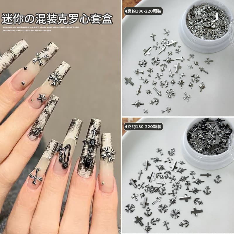 Mini corvo coração Manicure acessórios decoração do prego pequenos acessórios tridimensional Metal Wearable prego cruz e