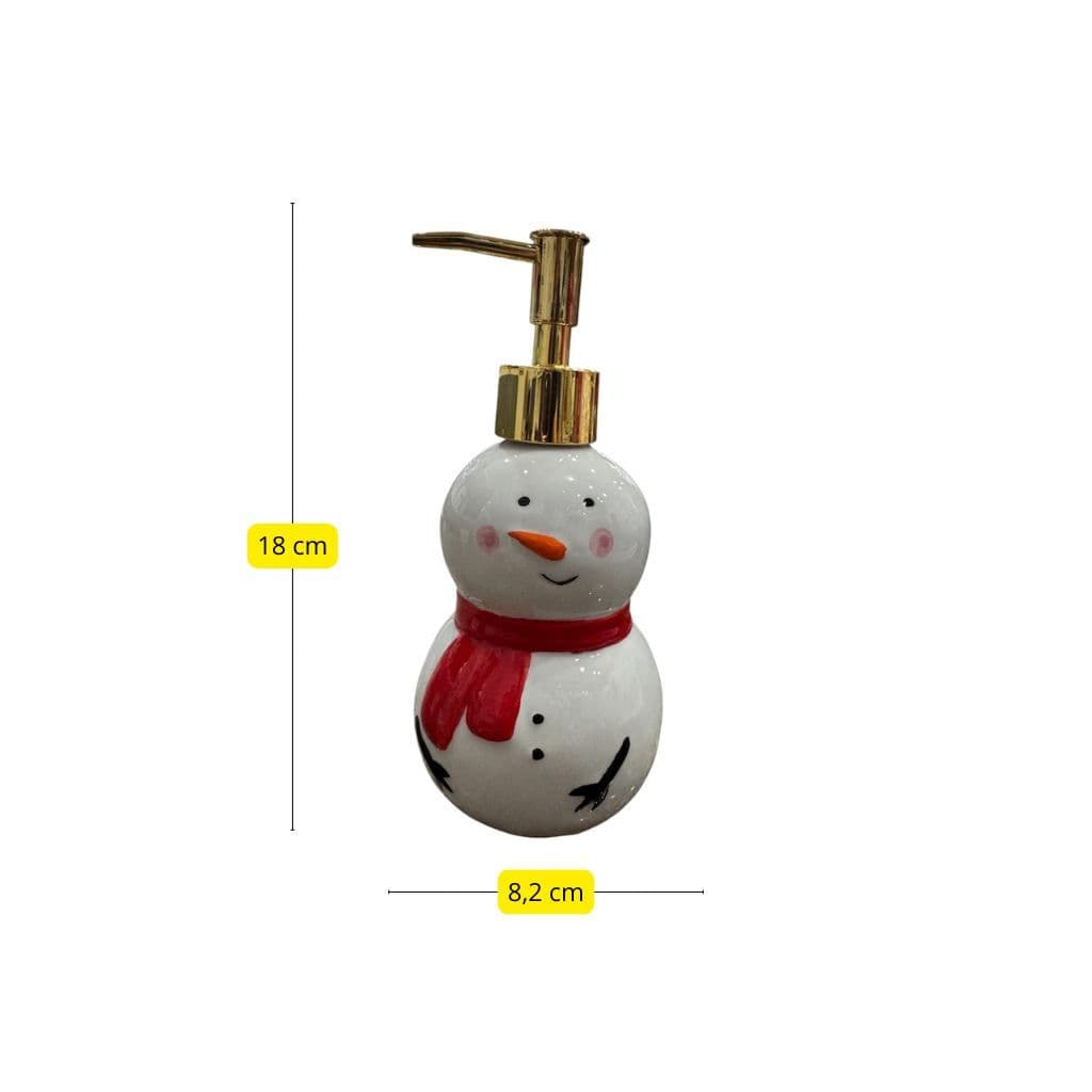 Porta Sabonete Líquido Natal Cerâmica Árvore Boneco De Neve
