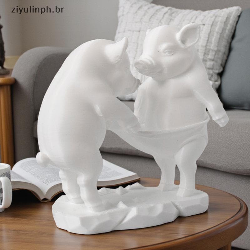 ziyulinph Estatueta De Porco Fofa De Desenho Animado , Ornamento De Mesa , Mini Estátua De Resina Lisa Ecológica Para Pr