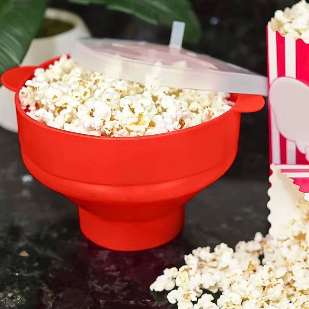 Pipoqueira Grande Para Micro-ondas Sem Óleo Balde Pipoca Silicone Redonda Com Tampa Livre BPA
