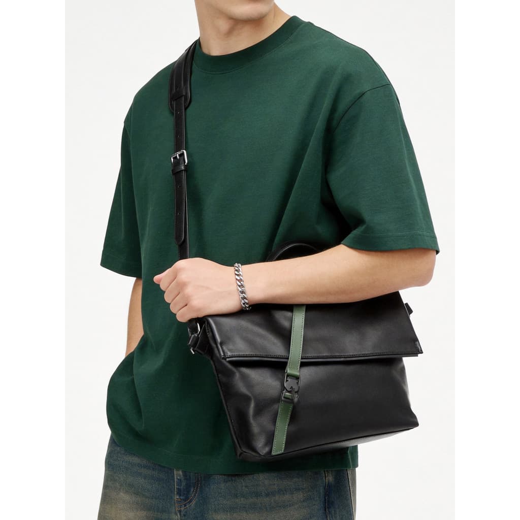 Bolsa mensageiro portátil de couro masculina moda na moda Retro mochila Casual Commuter pasta de grande capacidade bolsa