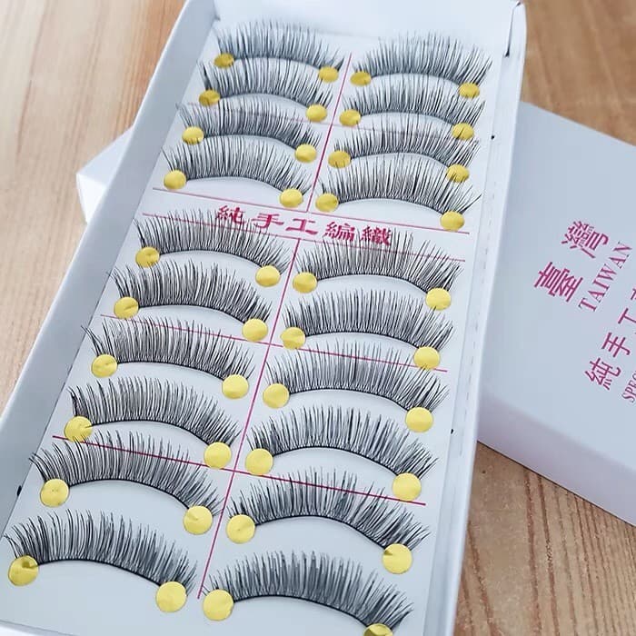Taiwan puro artesanal Natural Nude maquiagem grosso longo cílios postiços adesivos feminino macio confortável fio de alg