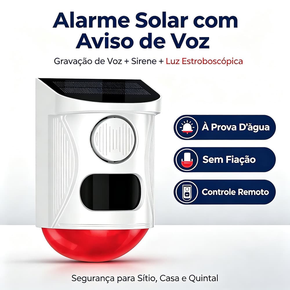 Alarme Solar Sensor De Movimento Sirene 120dB Luz Estroboscópica À Prova D'água Segurança Para Sítio Casa Quintal