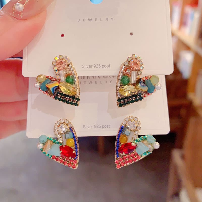 Brincos de Cristal Feitos à Mão com Tema de Amor da Moda do Japão e da Coreia do Sul