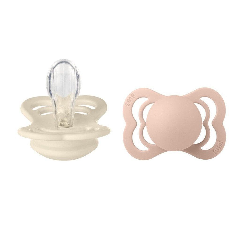 Kit Duas Chupetas Bibs Supreme Silicone Tam 2 Areia Rose