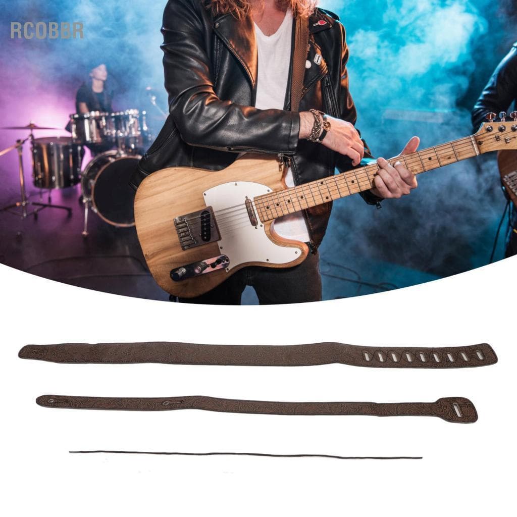 Rcobbr Correia de guitarra rcobbr couro PU comprimento ajustável acessórios multifuncionais para baixo elétrico