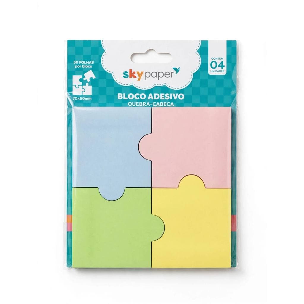 4 Bloco Adesivo Quebra-Cabeça Com 200 Folhas Post-it Puzzle Pastel Sky Paper 70x60mm