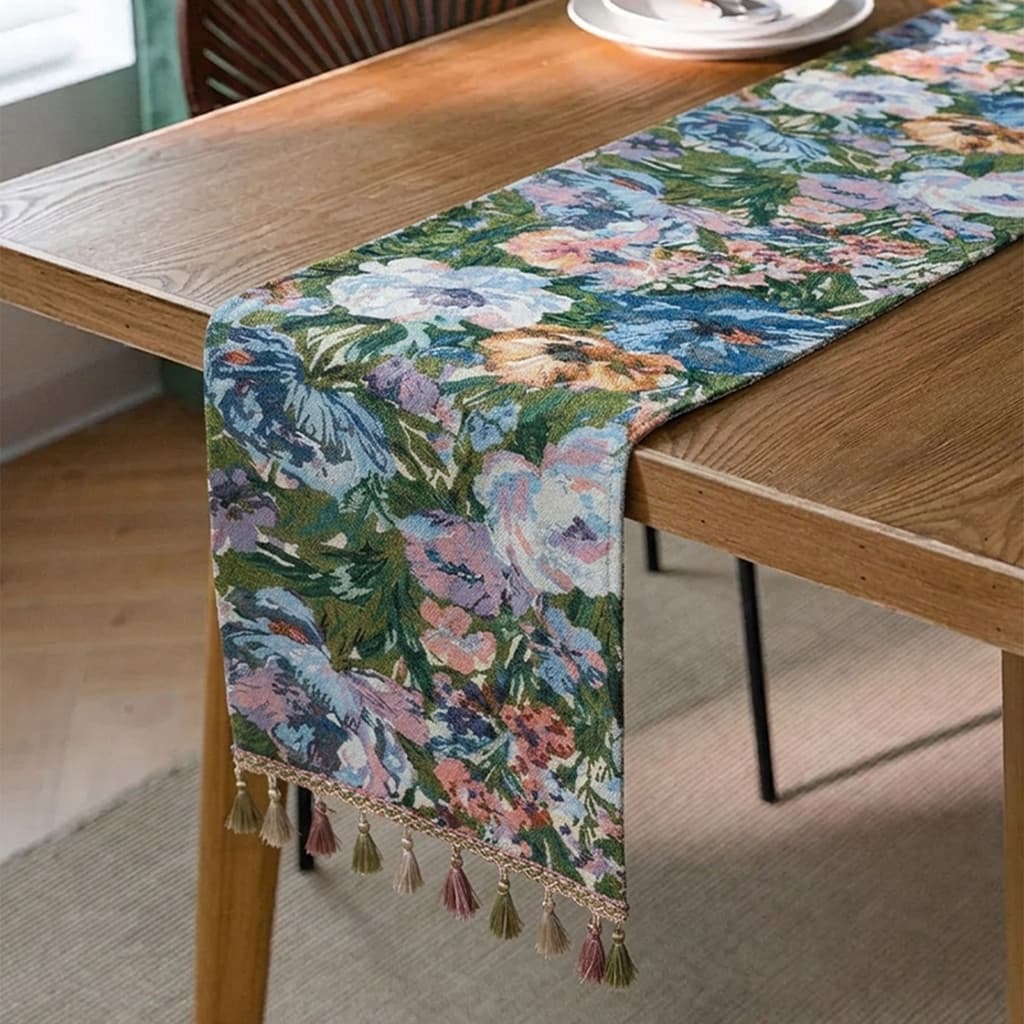 Retro longo corredor de mesa borla pano mesa de jantar do agregado familiar Anti-poeira capa toalha