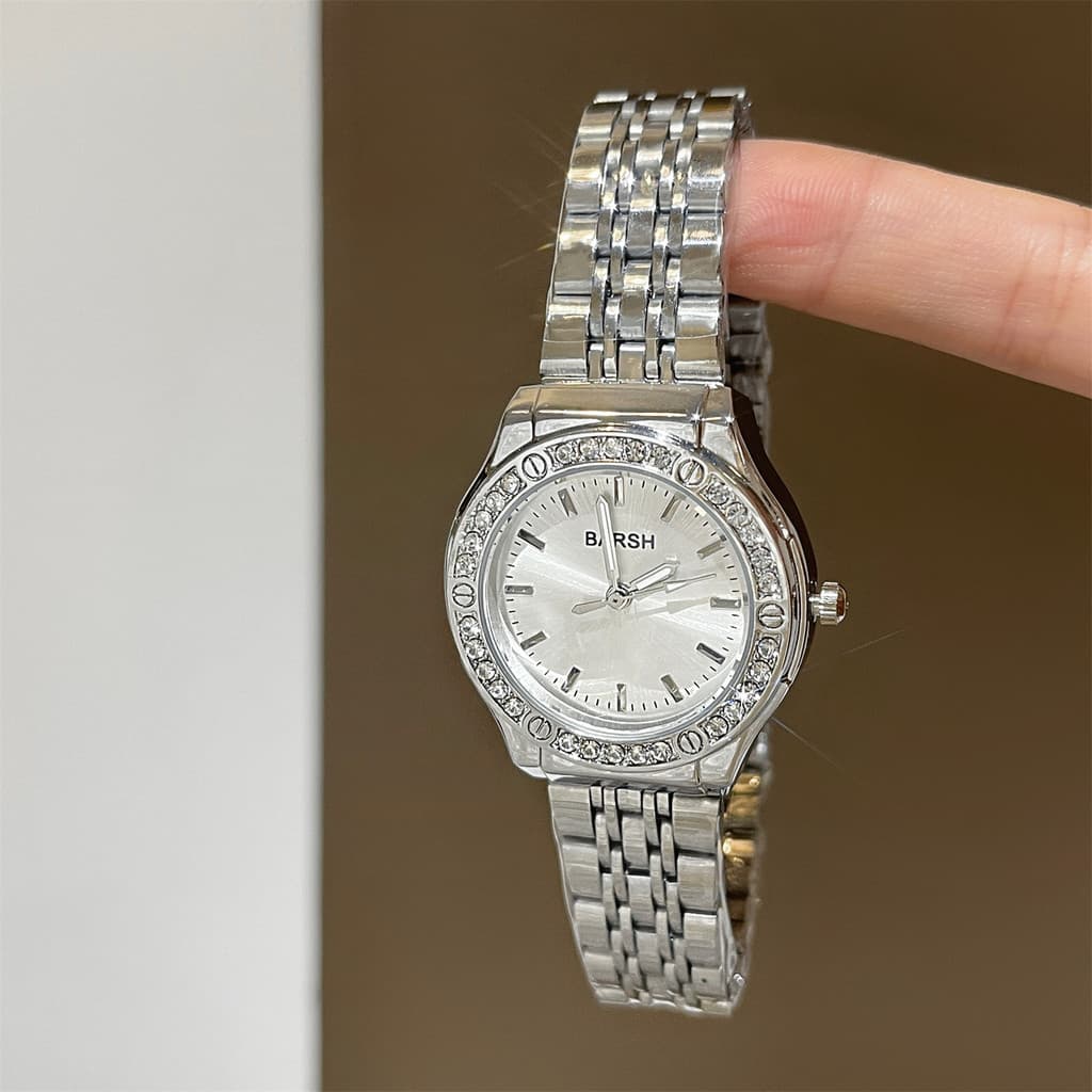 relogio feminino relogio feminino luxo BARSH luz luxo clássico redondo banda de aço relógio feminino temperamento simple