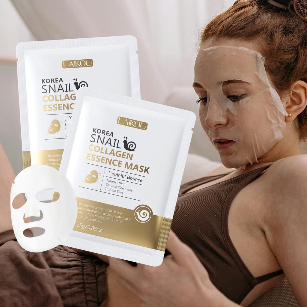 Transfronteiriço laikou laikou Máscara de Proteína de Caracol Coreano 25g Máscara Hidratante Hidratante Inglesa