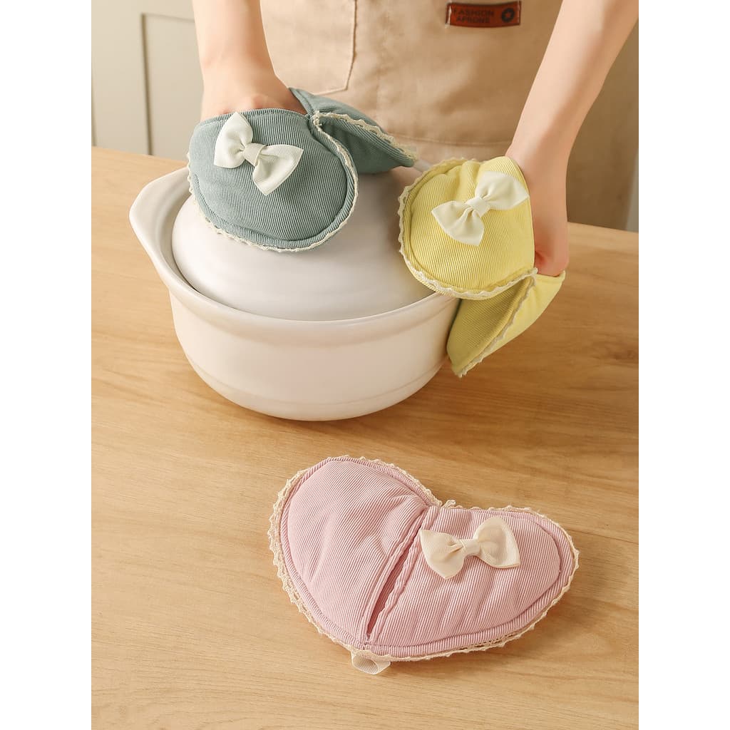 Criativo amor luvas anti-escaldante isolamento térmico grosso forno de cozinha microondas luvas de cozimento caçarola ta