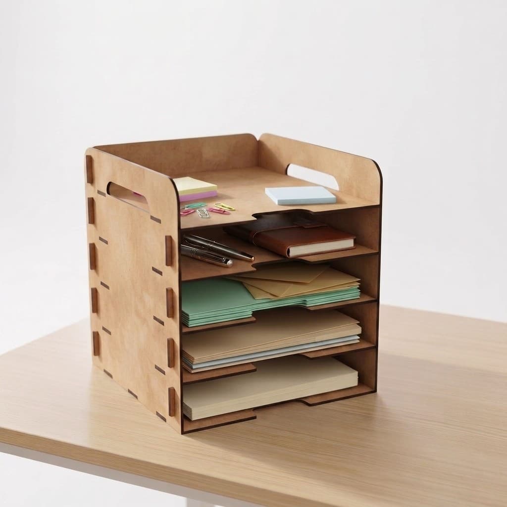 Suporte Organizador de Documentos e Folhas A4 MDF Porta Caderno Escritório Mesa Trabalho