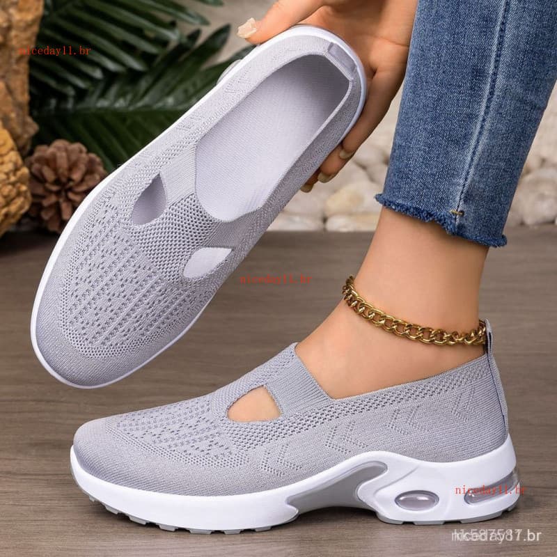 Sapatos femininos, tênis casuais slip-on de novo estilo, tecido respirável, tênis casuais com amortecimento TRDU CRXL