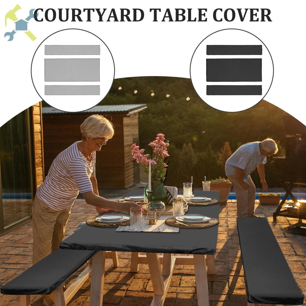 Conjunto De 3 Capas De Mesa De Piquenique E Capa De Banco Com Toalha Elástica Resistente A Óleo Para Acampamento SHOPCYC