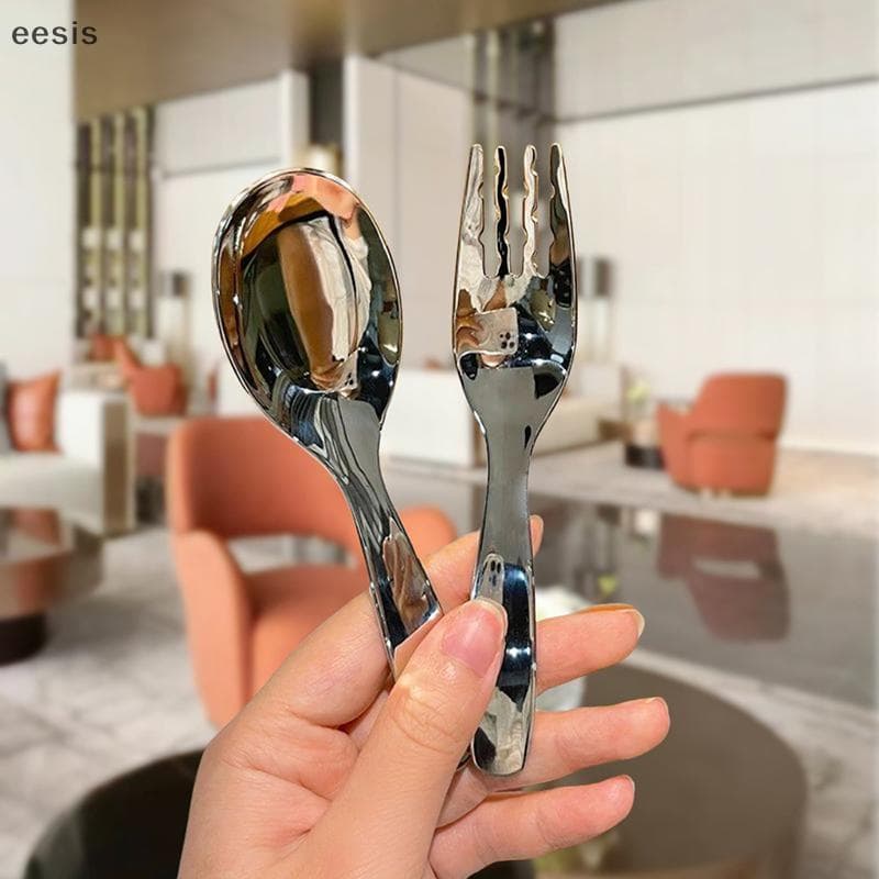 eesis Colher Redonda De Aço Inoxidável , Rede Vermelha Dourada , Jantar , Alça Longa , Colheres De Sobremesa Para Acessó