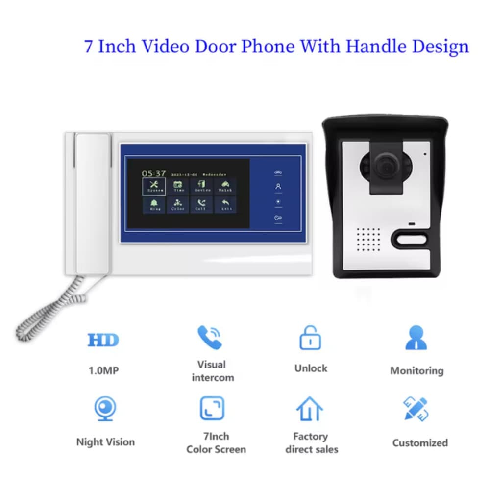 Video Porteiro Wi-Fi 7" HD 1MP com Interfone Digital e Câmera Inteligente – Sistema Segurança Residencial e Condomínio