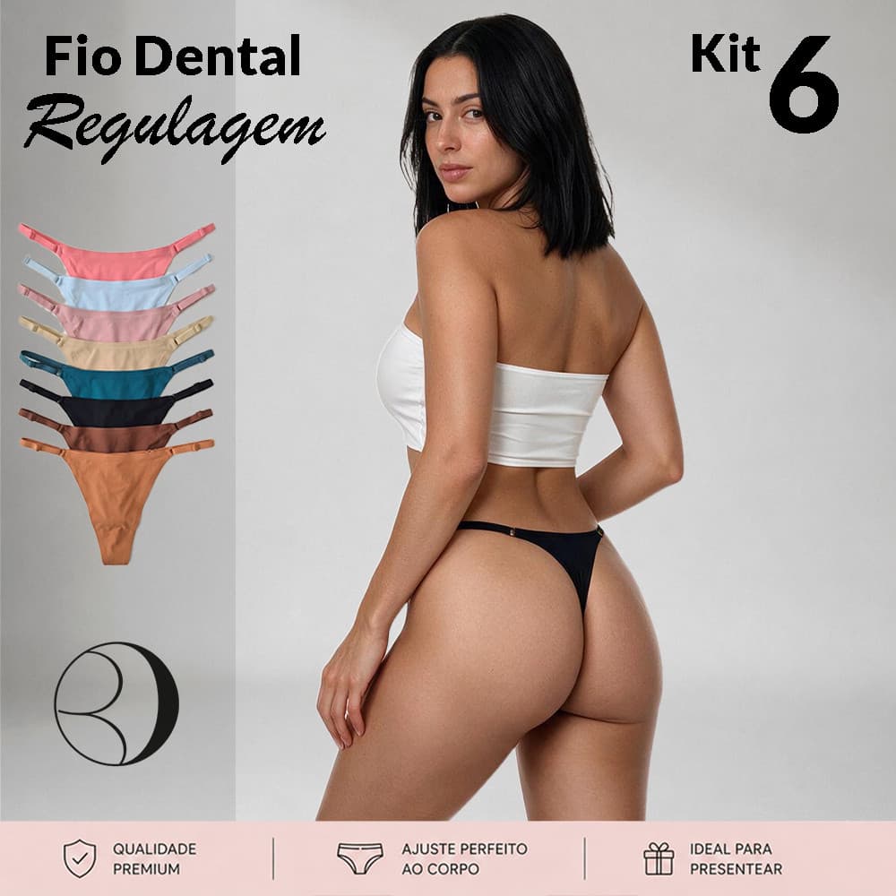 Kit Calcinha Sem Costura Regulagem Lateral Importada Fio Tanga Laser