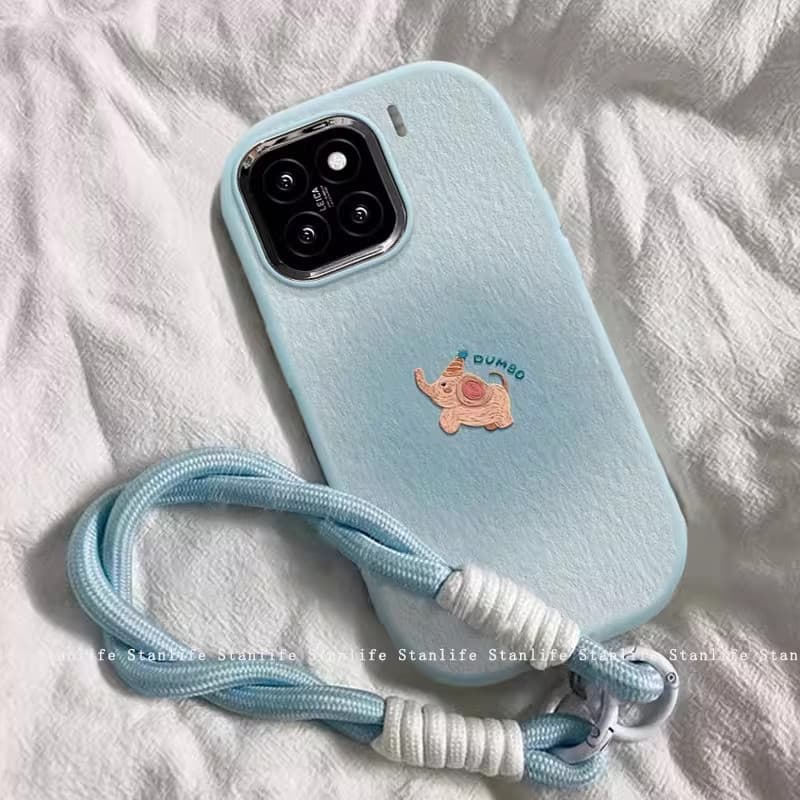 Capa de Telefone Gradient Dumbo Compatível com Apple 1517promax, Capa de Silicone com Anel de Metal para Huawei Xiaomi