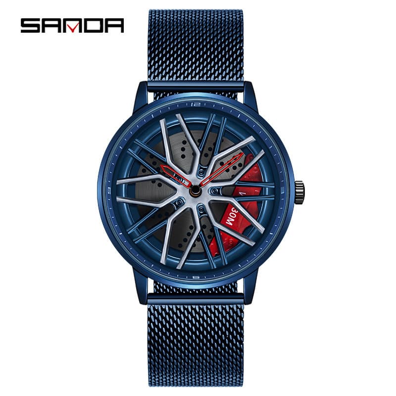 Sanda novo produto cinto de malha cinto de aço relógio masculino na moda estudante relógio de pulso masculino relógio de