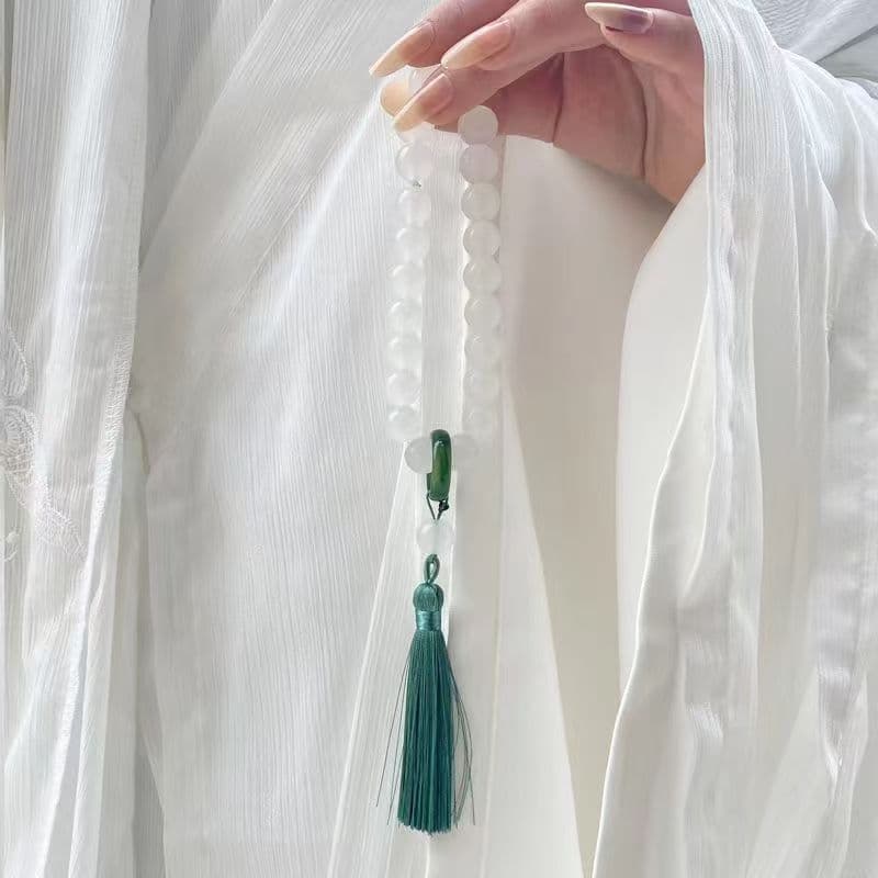 [38.000 pessoas coletaram] Delicadas contas de oração manuais com argola, pulseira acessório Hanfu, pulseira de contas d