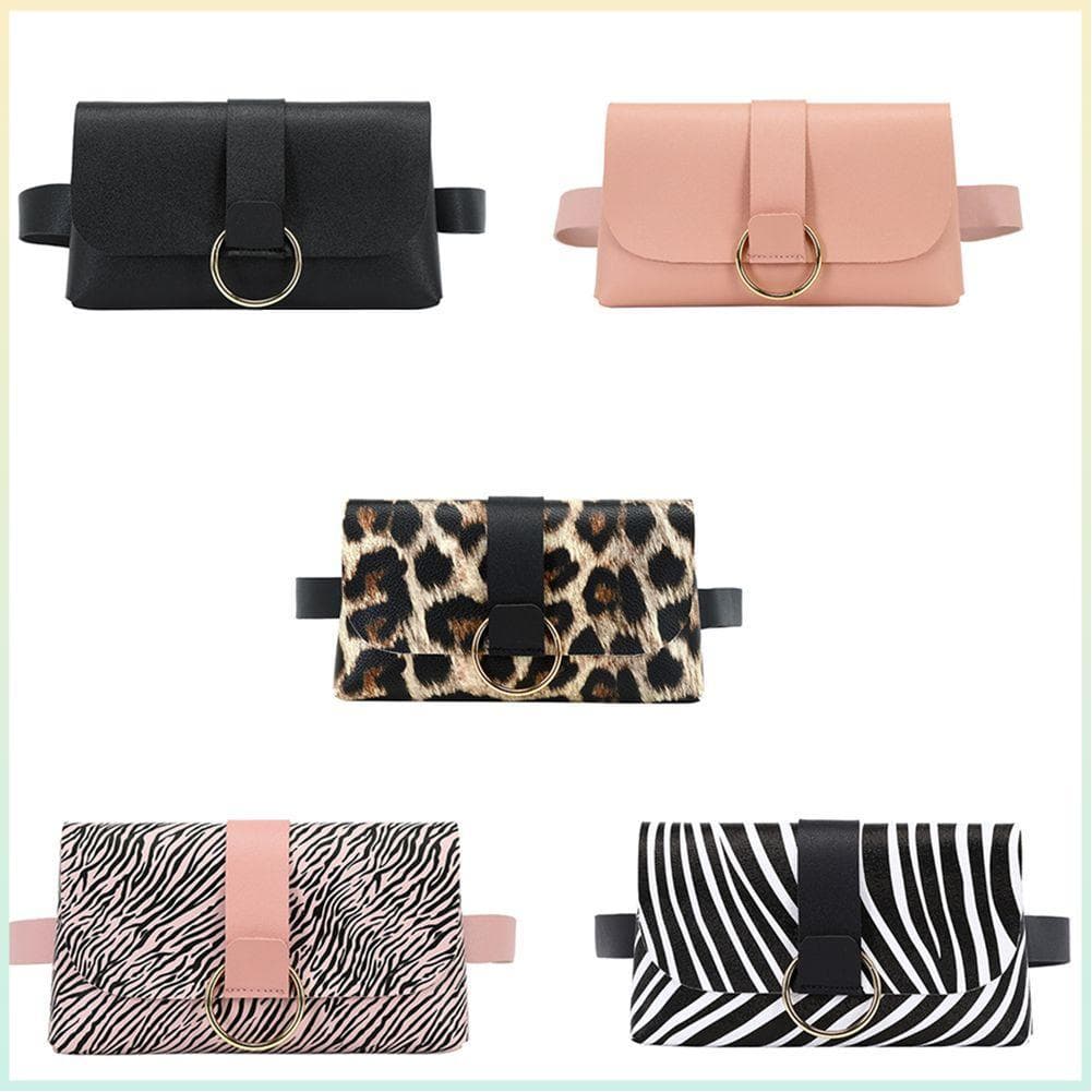Senhoras Saco Cinto Novo Contraste De Cor Leopardo Tarja Moeda Mini Da Cintura Feminino