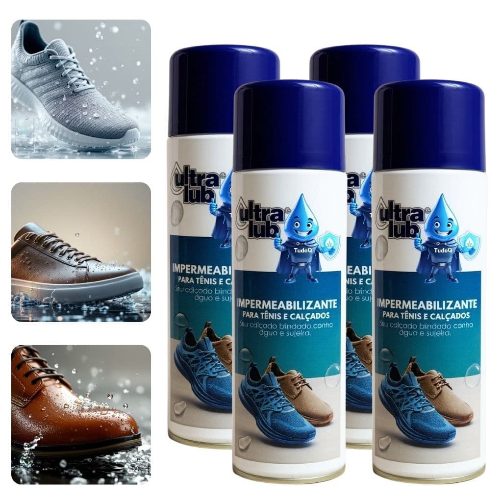 4 Impermeabilizante de Tênis e Calçados 325ml TudoQ UltraLub Tênis Esportivo Repele Líquidos